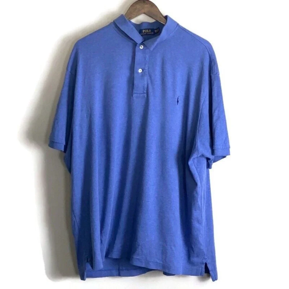 POLO BY RALPH LAUREN Mens Blue Polo Short Sleeve Shirt Size 2XB Logo Preppy